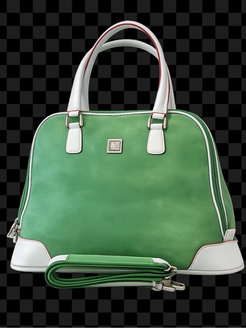 Diane Von Furstenberg Leather Canvas Satchel Boarding Bag Carry On Luggage Large